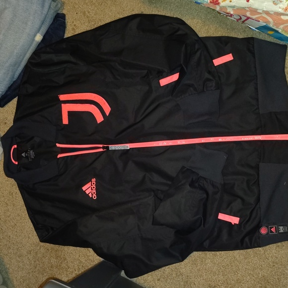 Adidas Men's Black and Coral Bomber Jacket - Picture 4 of 8